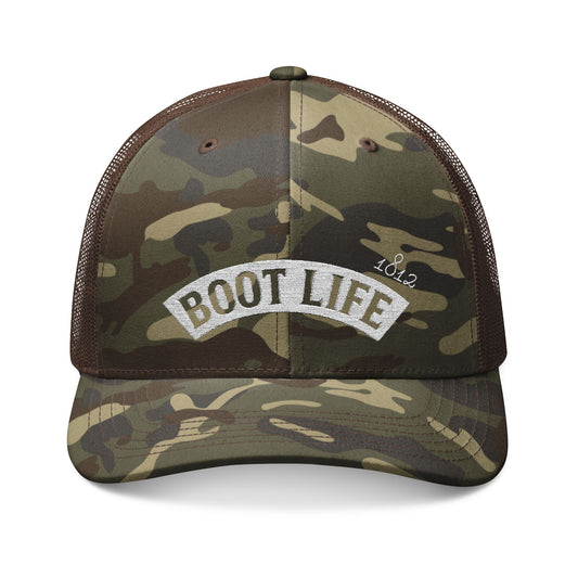 Camouflage Trucker Hat with 'BOOTLIFE' Embroidery | Outdoor & Casual Style