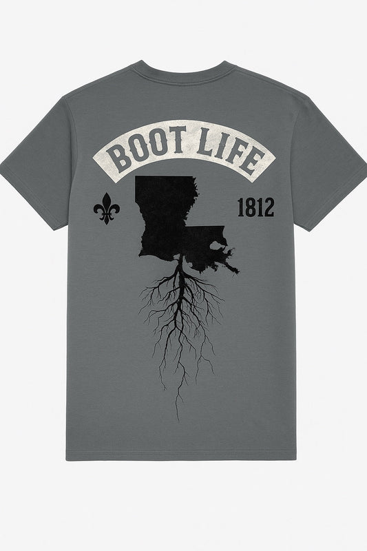 318 Big Legacy Tee back mockup in grey