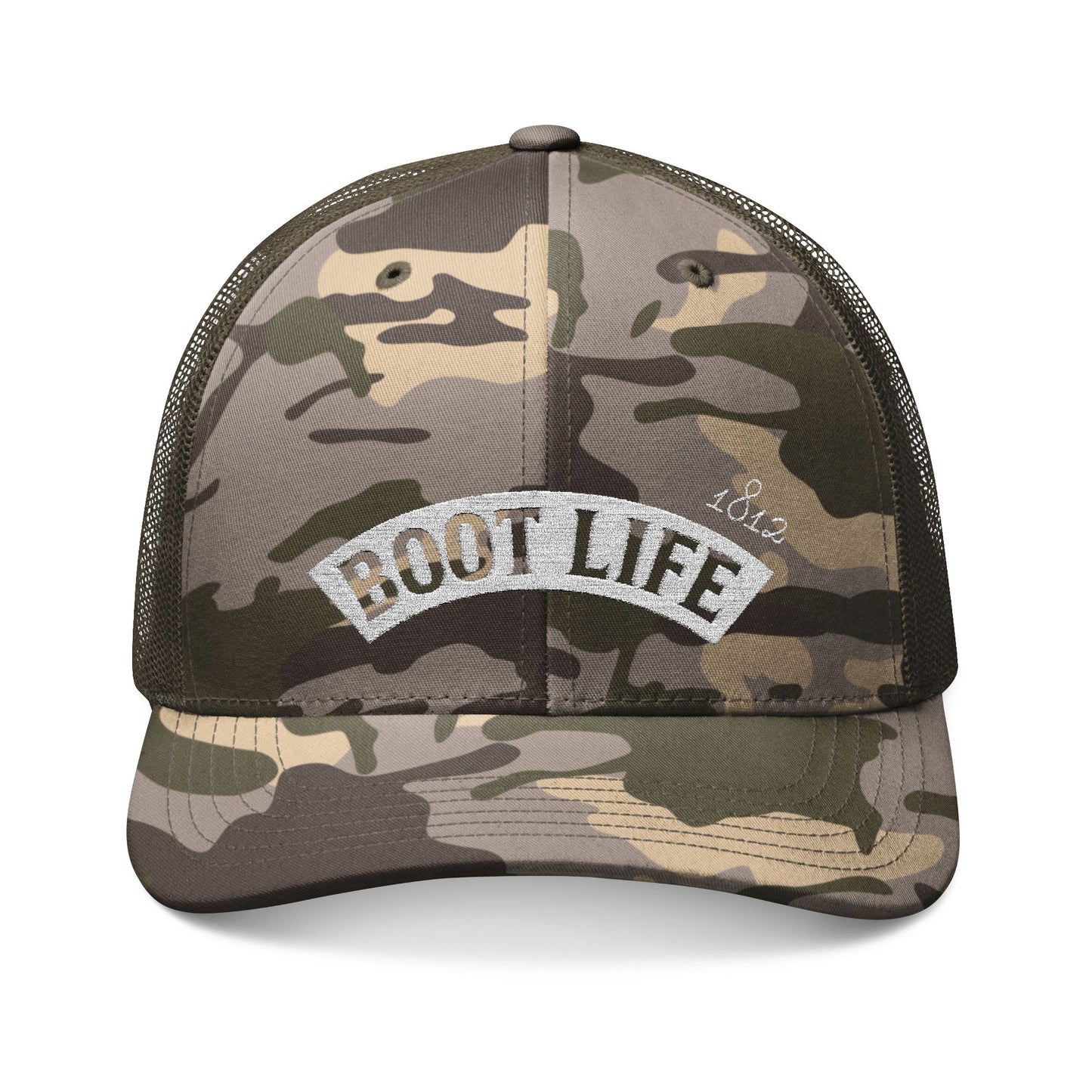 Camouflage Trucker Hat with 'BOOTLIFE' Embroidery | Outdoor & Casual Style