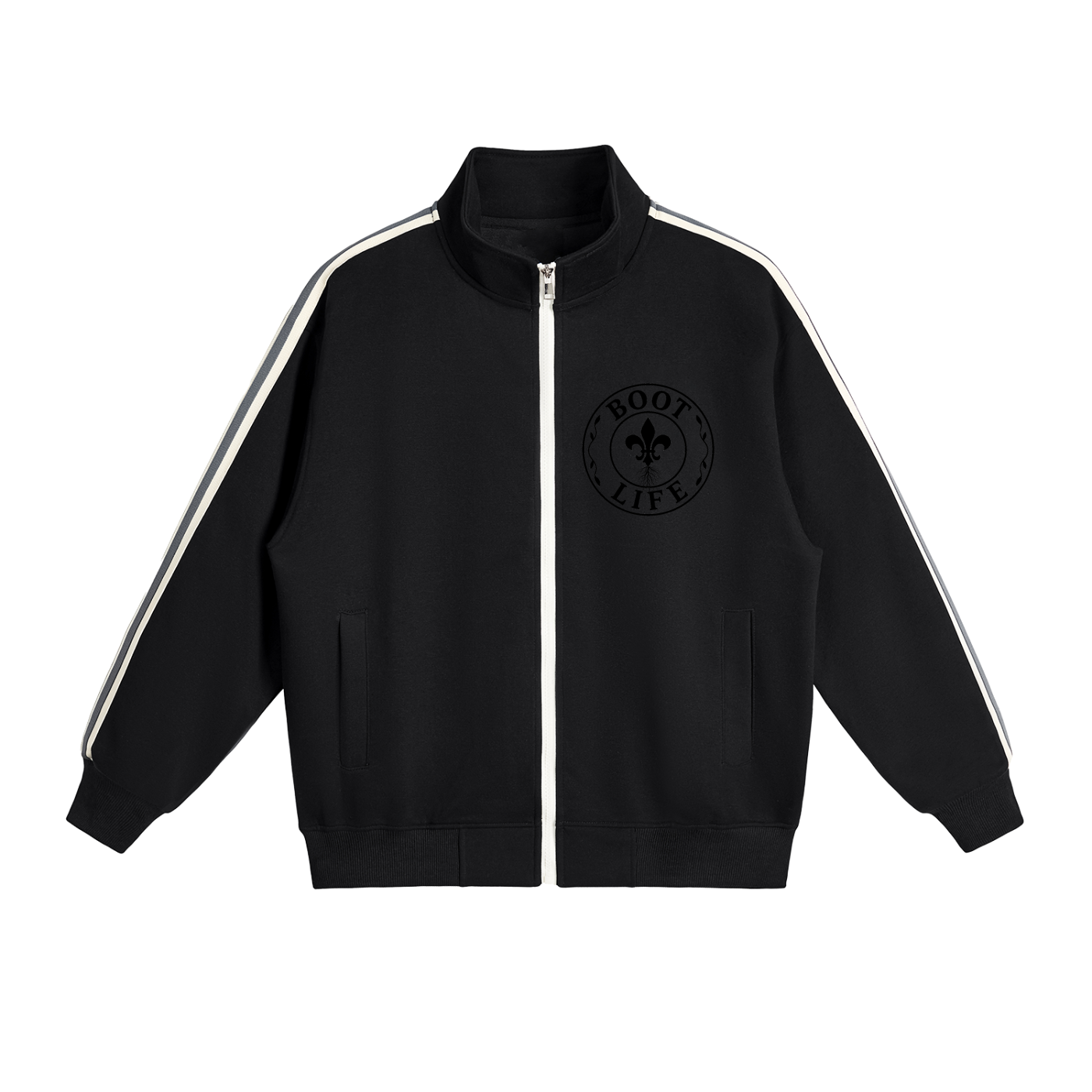 Contrast Side-Stripe Stand Collar  Jacket