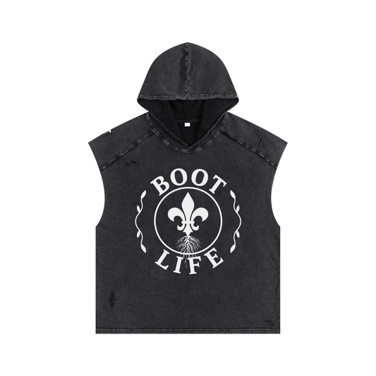 Snow Washed Boxy Hooded Tank Top